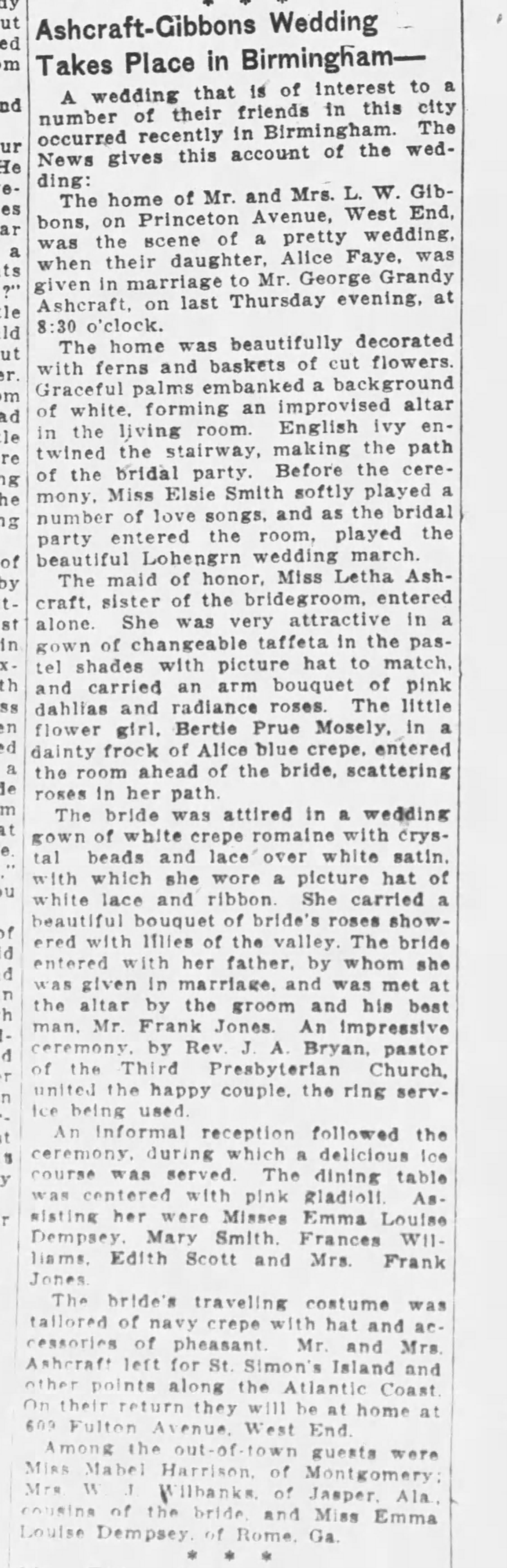 Ashcraft-Gibbons Wedding